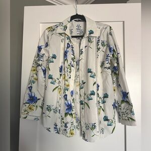Zara button down flower top XS